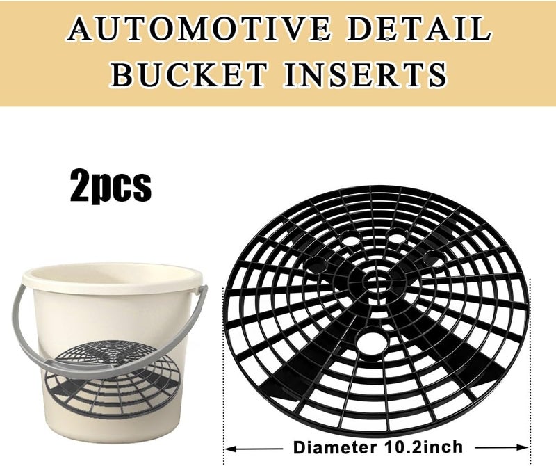 MUQIDA 2 PCS Car Wash Bucket Insert, Plastic Wash Bucket Insert Removes Dirt Debris for Car Detailing Cleaning, Auto Detail Trap Fits 12 Inch Diameter or 3-5 Gallon Bucket (Black) - Image 2